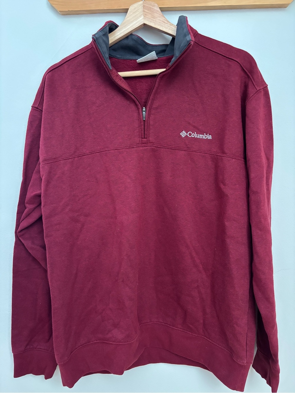 Columbia Men's Burgundy Quarter-Zip Pullover Sweater